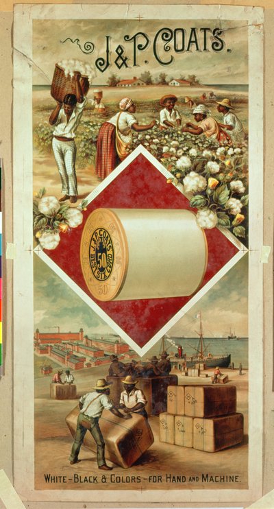 Plakat, das J & P Coats Baumwolle bewirbt von American School