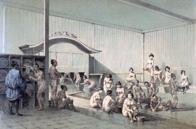 Öffentliches Bad in Simoda, 1856 von American School