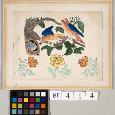 Drei Rosen und eine Vogelfamilie von American School