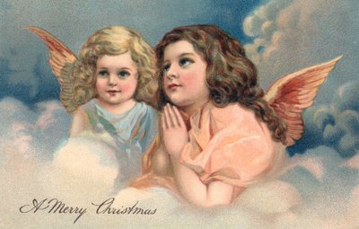 Zwei betende Weihnachtsengel von American School