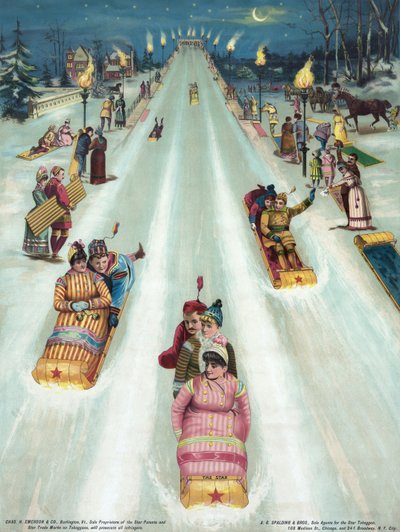 Viktorianisches Poster des Nachtschlittens von American School