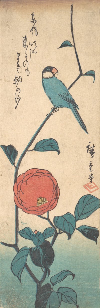 Kamelie und Fink, ca. 1840 von Ando Hiroshige
