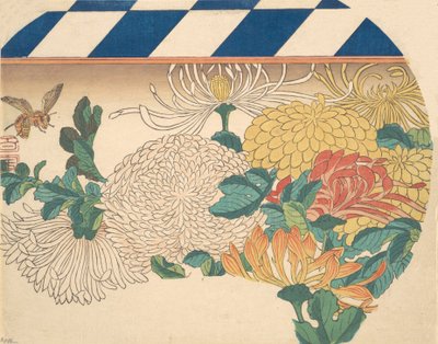 Chrysanthemen im Fächerdesign, 1840er von Ando Hiroshige
