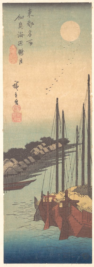 Tsukudajima Kaihin Rogetsu, ca. 1836 von Ando Hiroshige