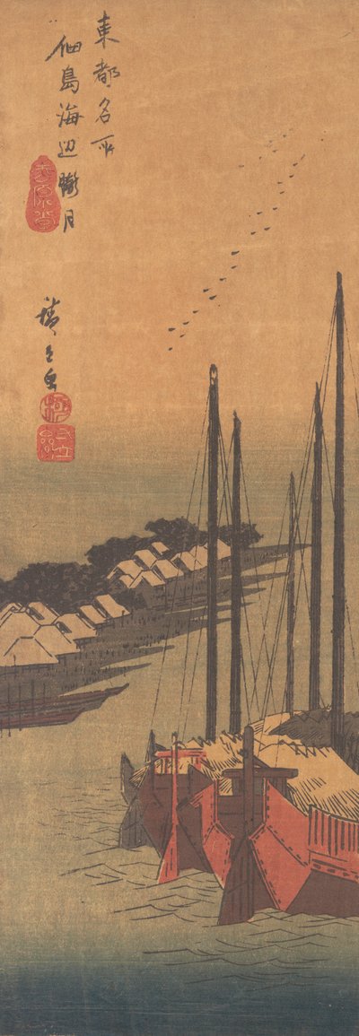 Tsukudajima no Oborozuki von Ando Hiroshige