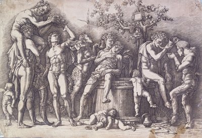 Ein Bacchanal mit einer Weinpresse, ca. 1475 von Andrea Mantegna