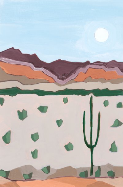 Mond über Kaktus von Andrea Mejia