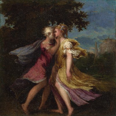 Jupiter verführt Callisto von Andrea Schiavone
