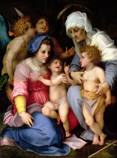 Heilige Familie mit Engeln, ca. 1515-16 von Andrea del Sarto