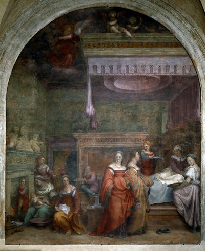 Die Geburt Marias (Fresko) von Andrea del Sarto