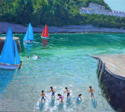 Steine hüpfen lassen, Looe, Cornwall von Andrew Macara