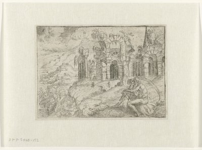 Landschaft mit altem Mann mit Sense von Angelo Falconetto