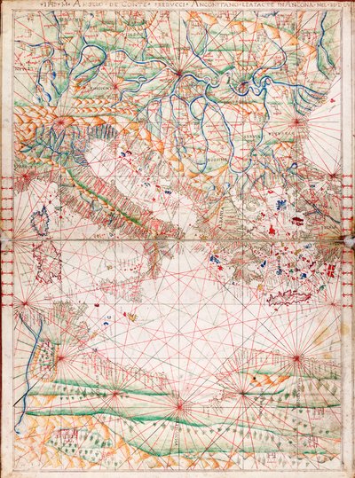 Karte des zentralen Mittelmeers von Angelo de Conte Freducci