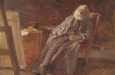 Der Maler Vilhelm Kyhn raucht seine Pfeife von Anna Ancher