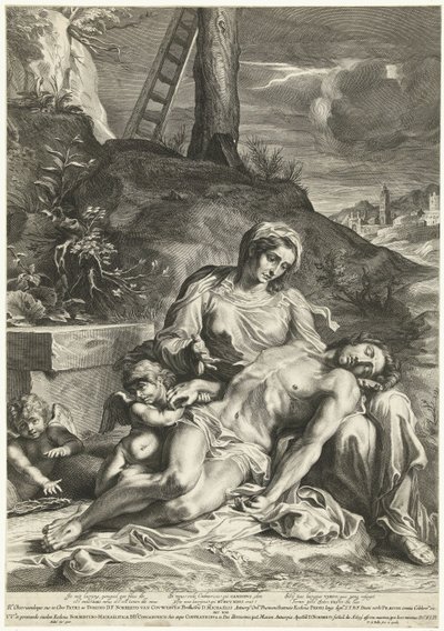 Pieta, graviert von Pieter de Bailliu von Annibale (after) Carracci