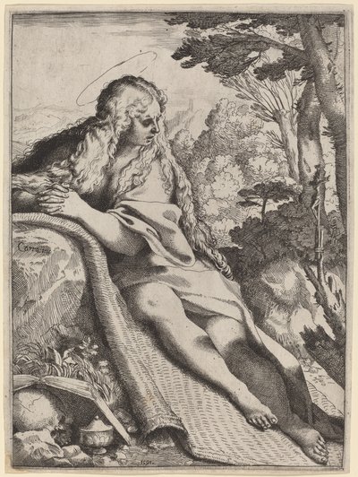 Maria Magdalena in der Wildnis von Annibale Carracci