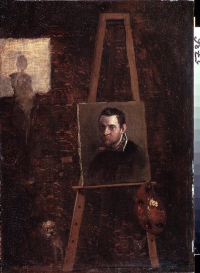 Selbstporträt am Staffelei, 1603-04 von Annibale Carracci