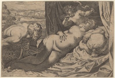 Venus und ein Satyr von Annibale Carracci