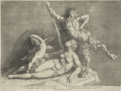 Skulpturengruppe von Venus, Amor und einem Satyr von Anonymous