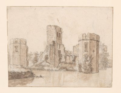 Blick auf die Ruine von Schloss Honingen von Anonymous