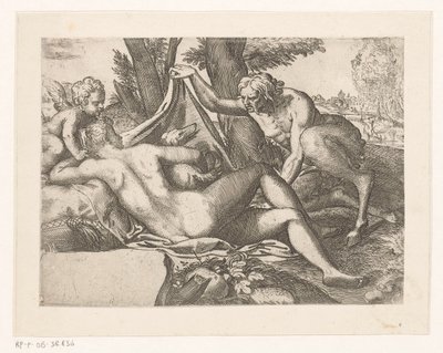 Schlafende Venus von einem Satyr beobachtet von Anonymous