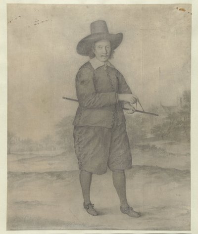 Stehender Mann mit breitkrempigem Hut, ganzfigurig von Anonymous