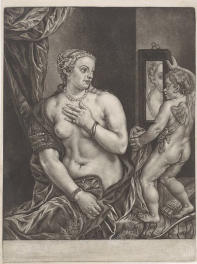 Venus und Amor mit einem Spiegel von Anonymous