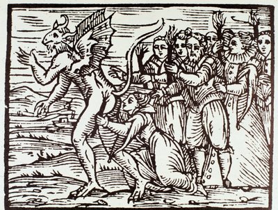 Eine Hexe küsst Satan (Gravur) von Anonymous Anonymous