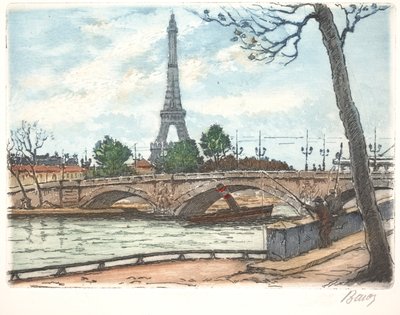 Seine und Eiffelturm (Radierung) von Anonymous Anonymous
