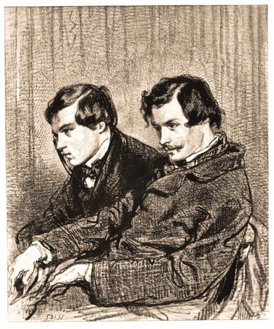 Die Brüder Goncourt. Zeichnung, private Sammlung von Anonymous Anonymous