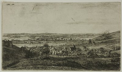 Eine Stadt in einem Tal von Anthonie Waterloo