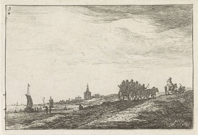 Küstenlinie mit Pferd und Wagen von Anthonie Waterloo