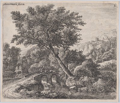 Hirte auf einer kleinen Brücke, 17. Jahrhundert von Anthonie Waterloo
