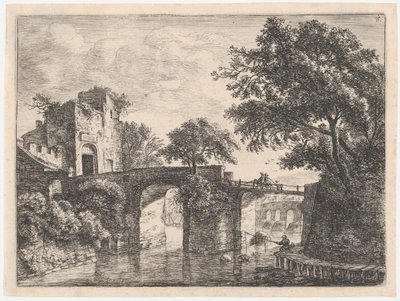 Zwei Steinbrücken, 17. Jahrhundert von Anthonie Waterloo