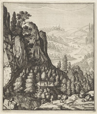 Felsige Berglandschaft mit Bauern von Anthonie de Winter (attributed to)