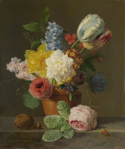 Stillleben mit Blumen und Nüssen von Anthony Oberman