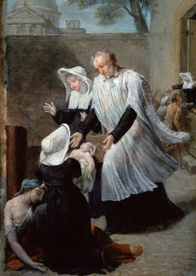 Heiliger Vinzenz von Paul hilft den Pestkranken von Antoine Ansiaux