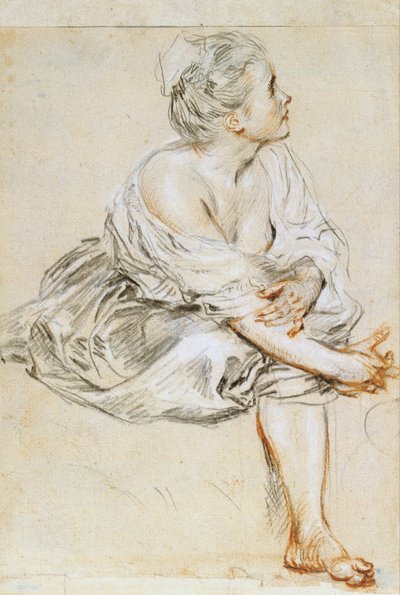 Sitzende junge Frau von Antoine Watteau