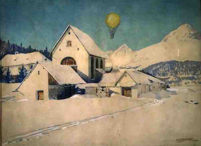 Landschaft mit einem Heißluftballon von Anton Christoffel