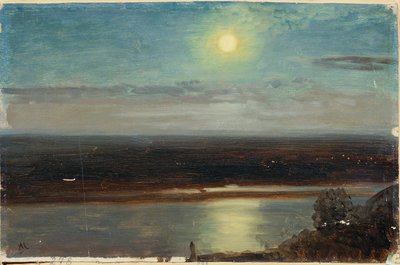 Die Donau mit dem Marchfeld bei Nacht von Anton Hlavacek