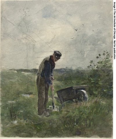 Bauer beim Pflügen von Anton Mauve