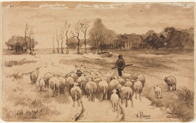 Hirte mit seiner Herde von Anton Mauve