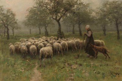 Hirtin mit einer Schafherde von Anton Mauve