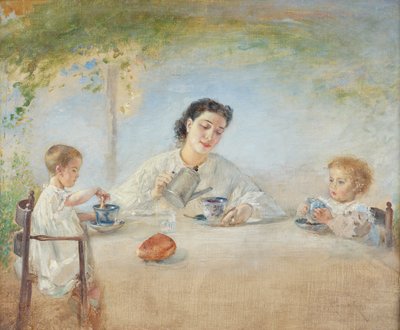 Die Familie des Künstlers beim Frühstück von Anton Romako