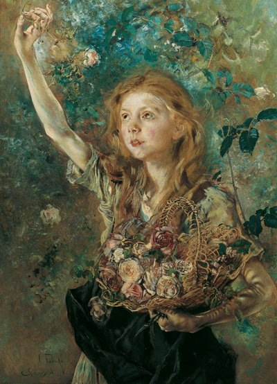 Die Rosenpflückerin von Anton Romako