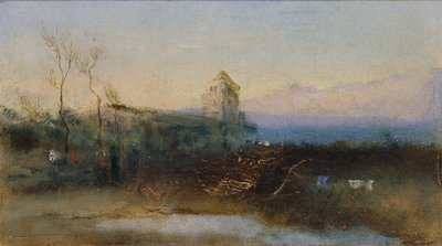 Landschaft mit Burg von Anton Romako