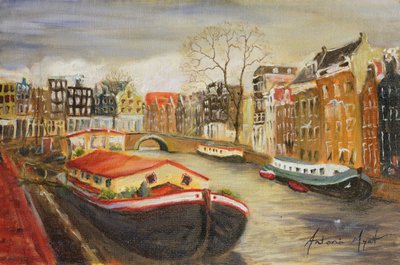 Rotes Hausboot, Amsterdam, 1999 von Antonia Myatt