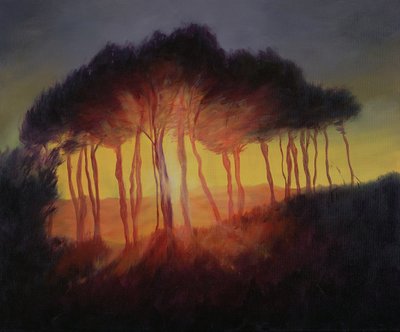 Wilde Bäume bei Sonnenuntergang, 2002 von Antonia Myatt