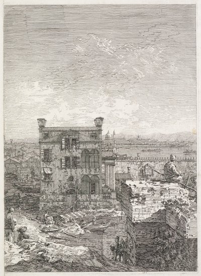 Ansichten: Ein Haus umgeben von sechs Säulen von Antonio Canaletto
