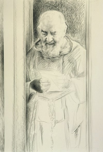 Padre Pio beim Lesen, 1988-89 von Antonio Ciccone